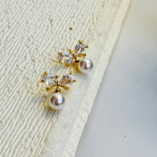 Mini Bow Drop Studs