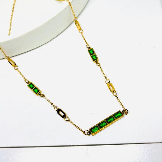 Emerald Bar Necklace