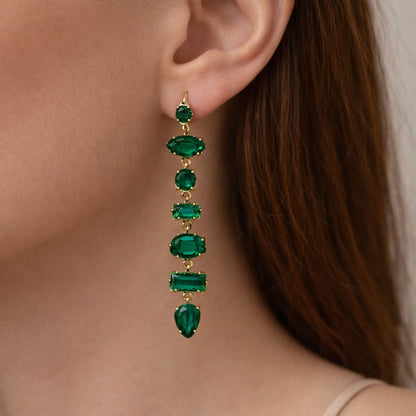 Emerald Crystal Bejewelled Earrings
