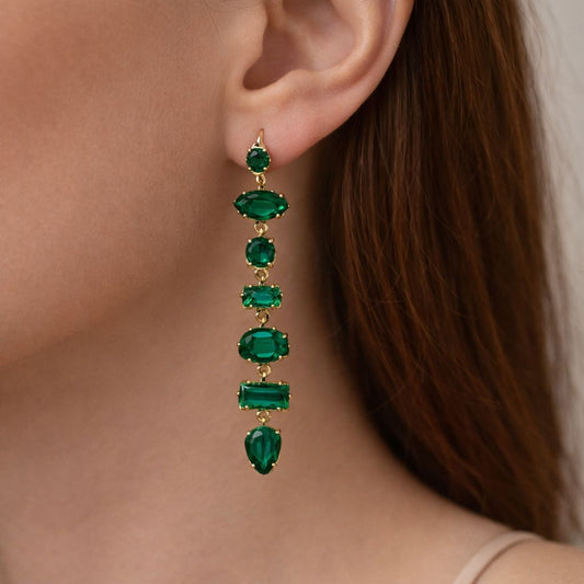 Emerald Crystal Bejewelled Earrings