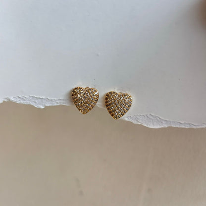 Studded Heart Stud Earrings