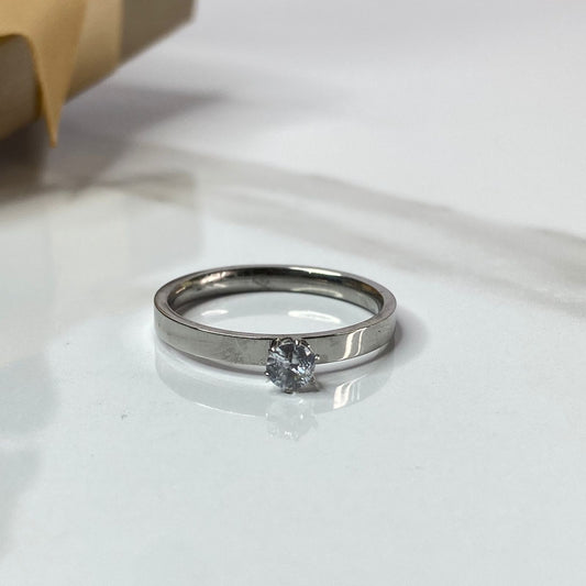 Classic Silver Solitaire Ring