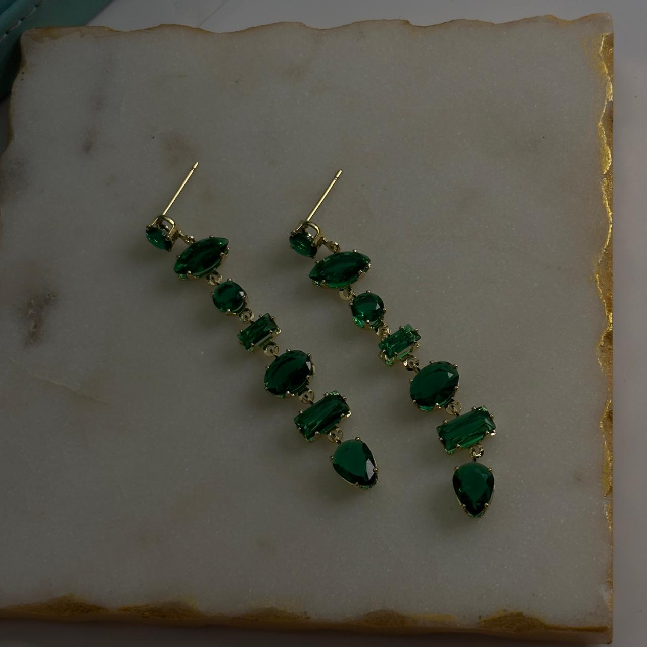 Emerald Crystal Bejewelled Earrings
