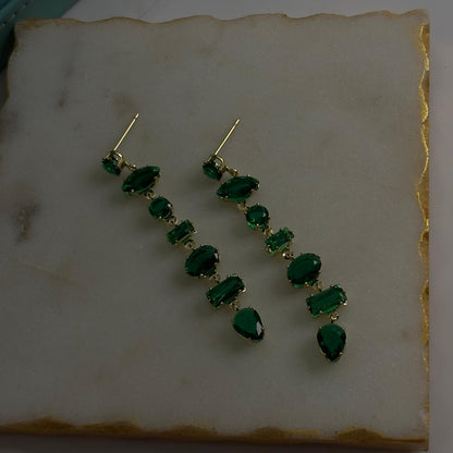 Emerald Crystal Bejewelled Earrings