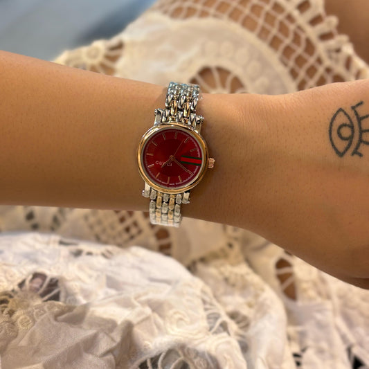Gucci Dual Tone Red Luxe Watch