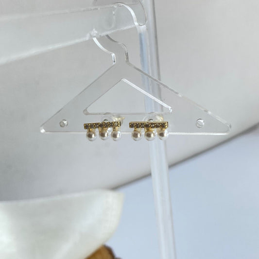 Pearl Drop Bar Earrings