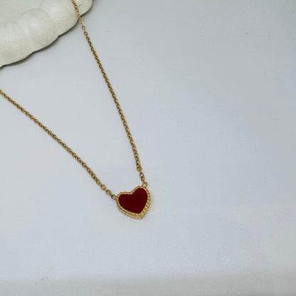 Red Black Reversible Heart Necklace