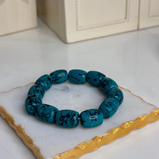 Natural Beads Stretchable Turquoise Bracelet