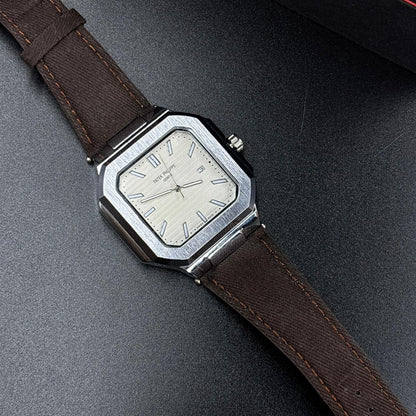 Patek Philippe White Brown Analog Watch