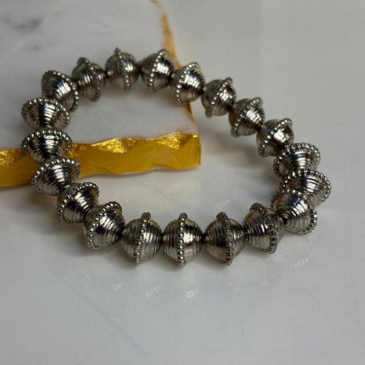 Bombshell Silver Stretchable Brass Bracelet