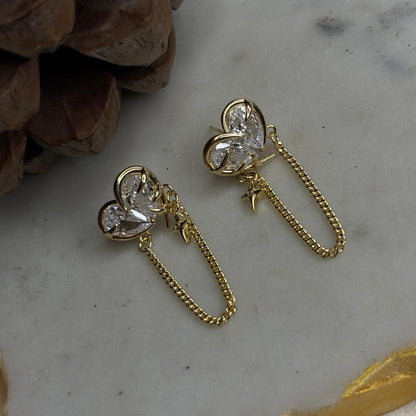 Heart crystal Chain Earrings