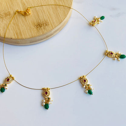 Anamika Emerald Invisible Chain Choker Necklace