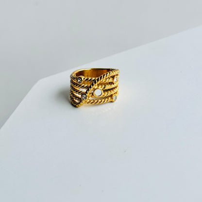 Studded Knit 18K Statement Ring