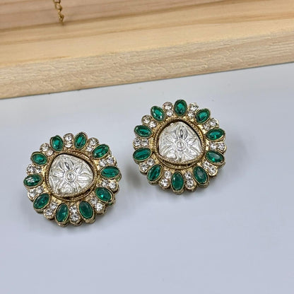 Aadhya Moisanite Stud Earrings (Turquoise )