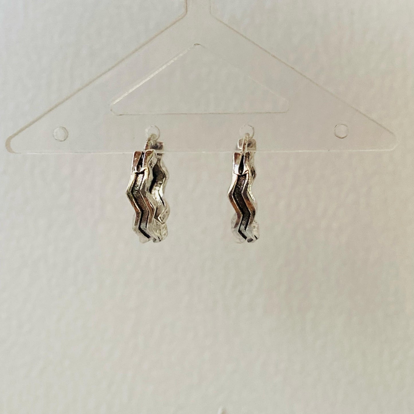 Zig Zag Silver Hoops