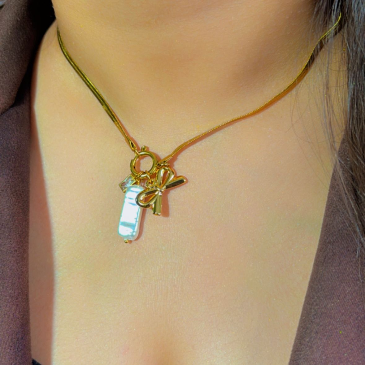 Bow Multi Charm Pandora Necklace