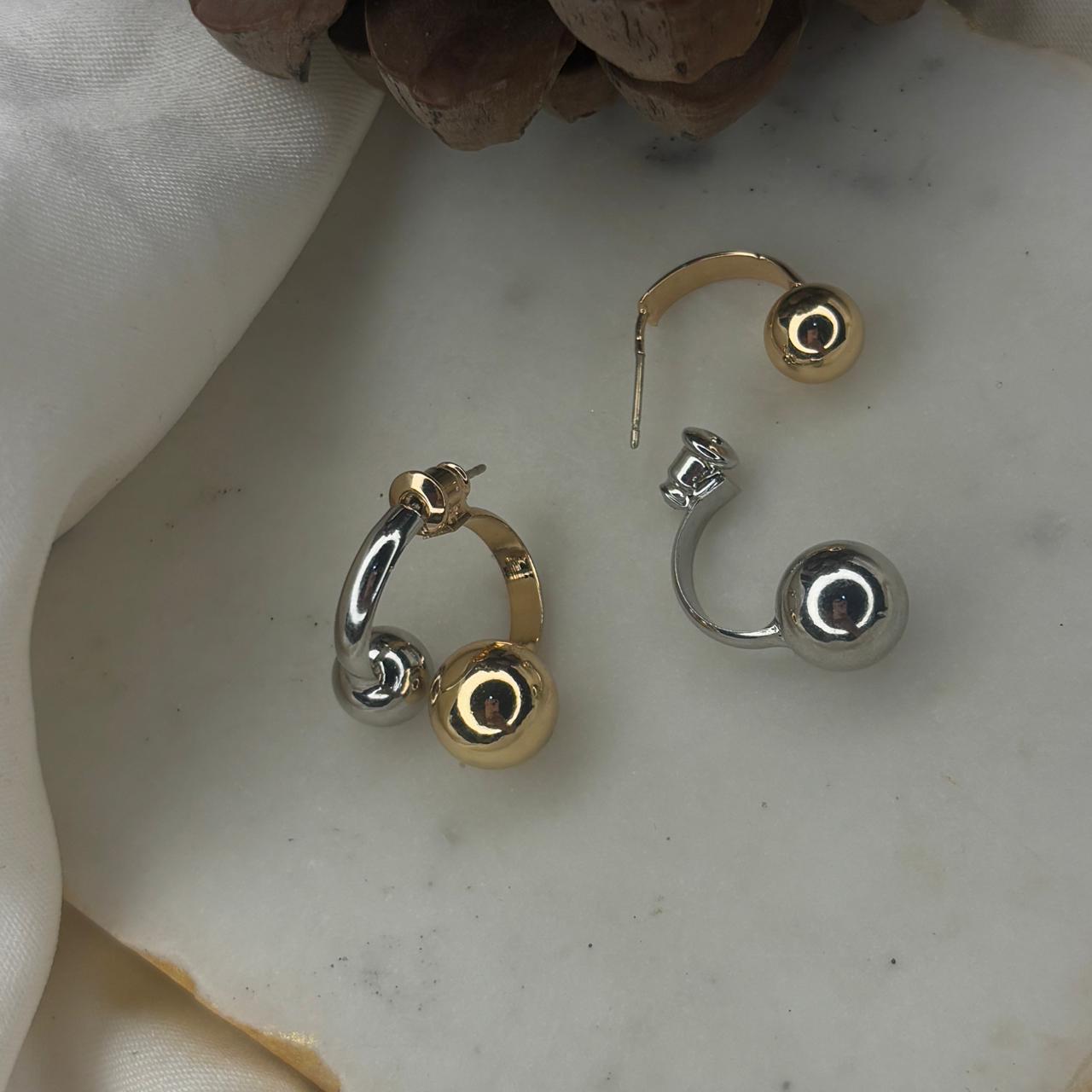 Dual Tone Ball Earrings