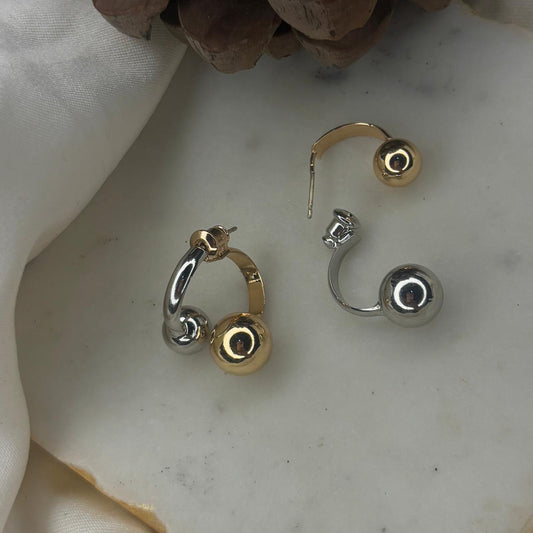 Dual Tone Ball Earrings