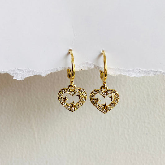Heart Bling Huggies Earrings