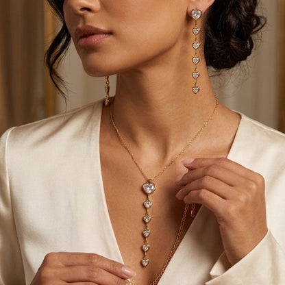 Bejewelled Heart Necklace (White)