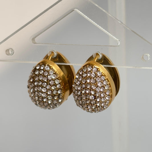 Almond Studded Reversible Hoops