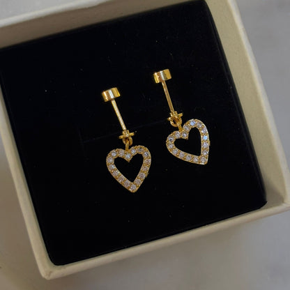Hollow Heart 2in1 Flatback Earrings