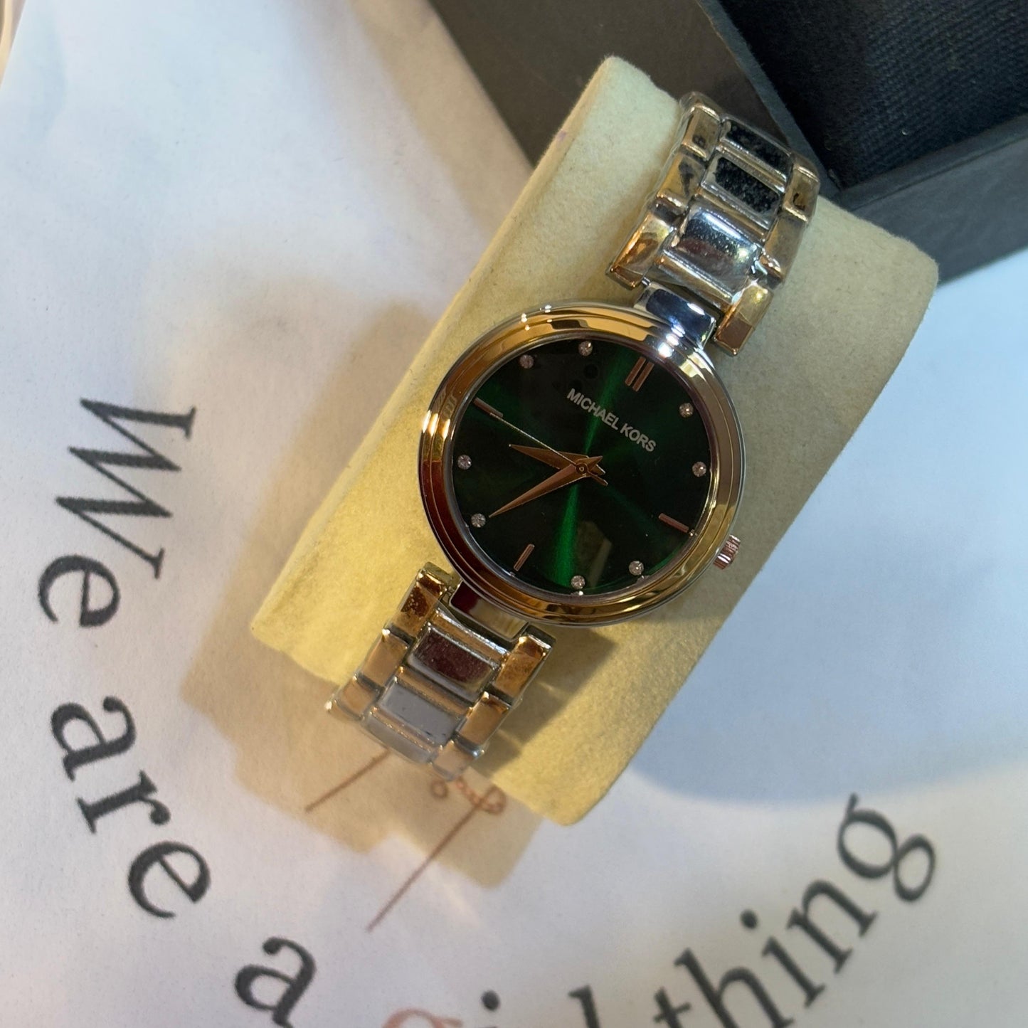 MK Dual Tone Green Watch