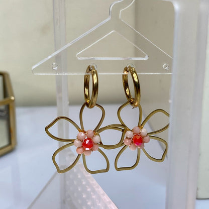 Daisy Earings-Vermillion