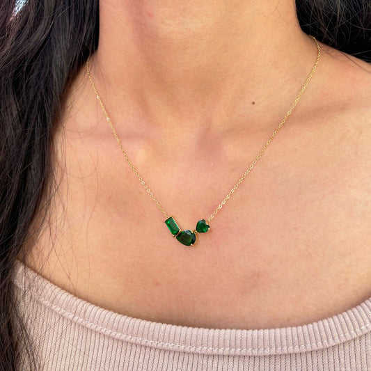 Emerald Geometric Stone Necklace