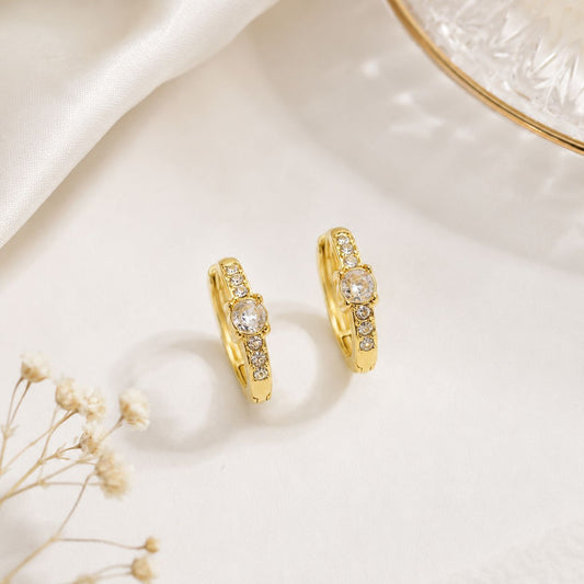 Ellie Solitaire Hoop Earrings