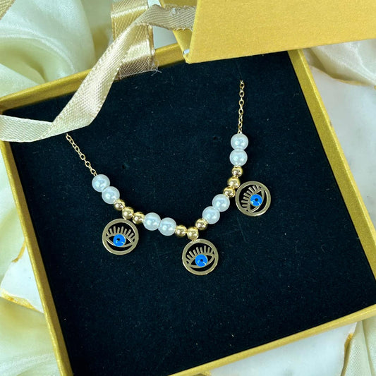 Evil Eye Pearl Necklace