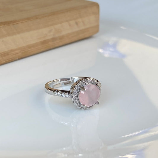 Pink Round Solitaire Ring