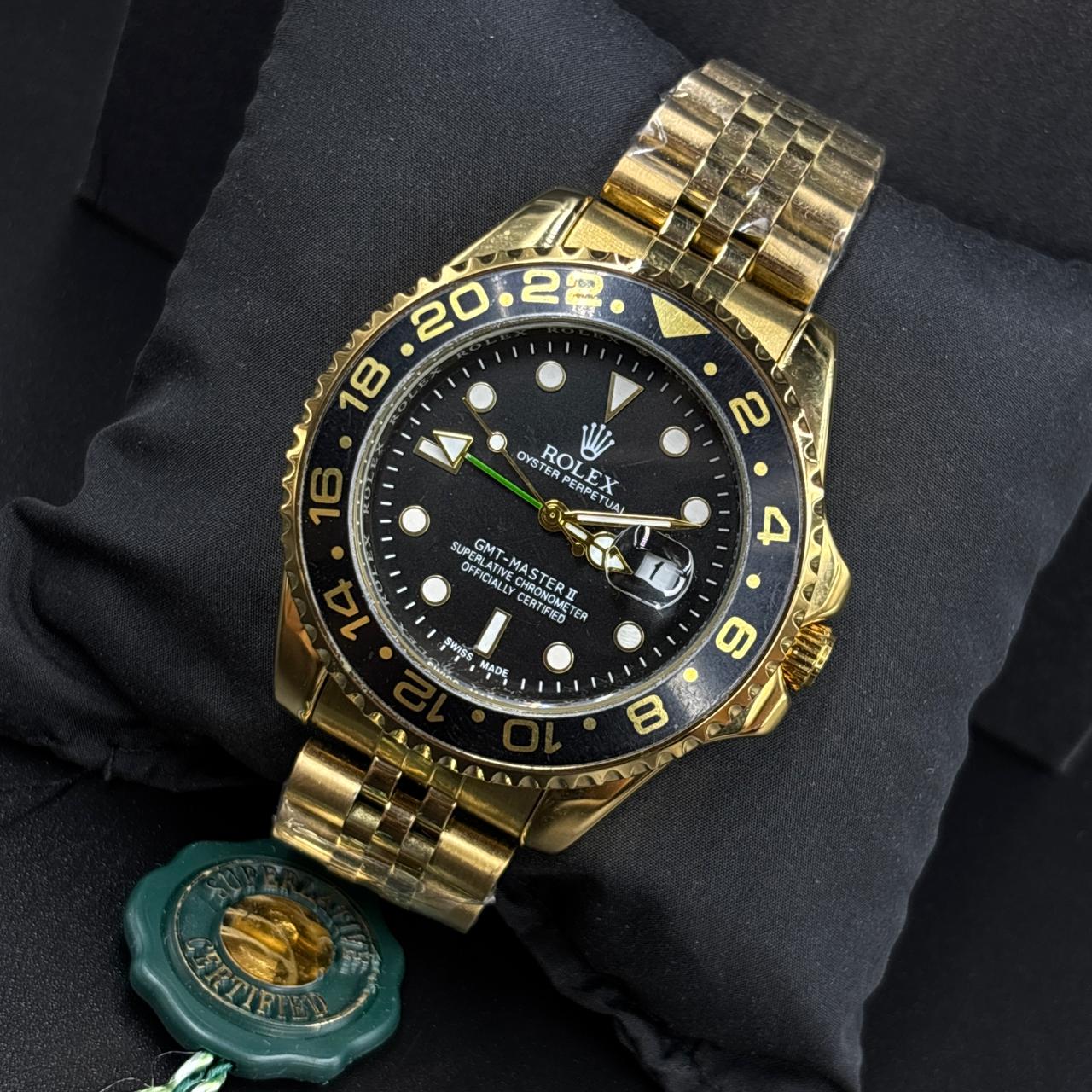 Rolex Gold Black Dial Analog Watch
