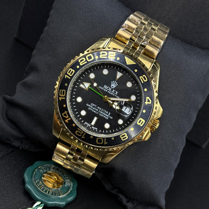Rolex Gold Black Dial Analog Watch