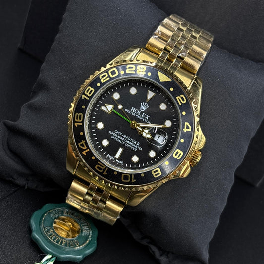 Rolex Gold Black Dial Analog Watch