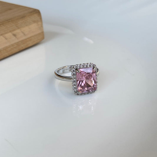 Studded Sparkle Pink Solitaire Ring