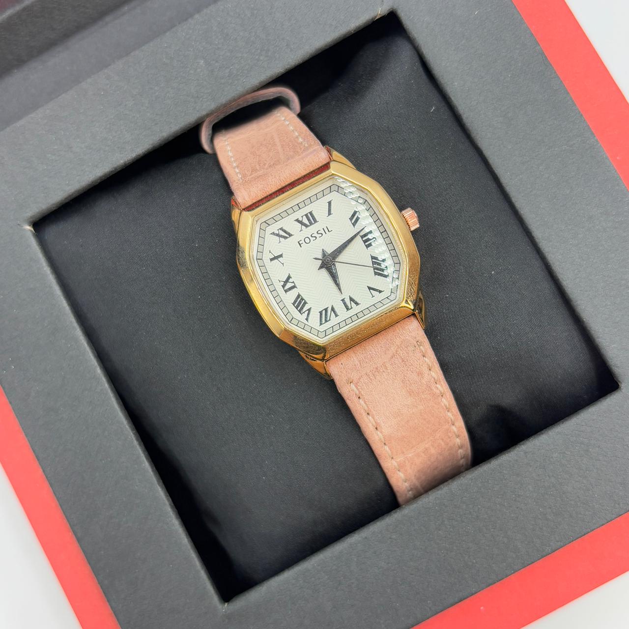 Fossil Vintage Leather Band Watch ( Pink )