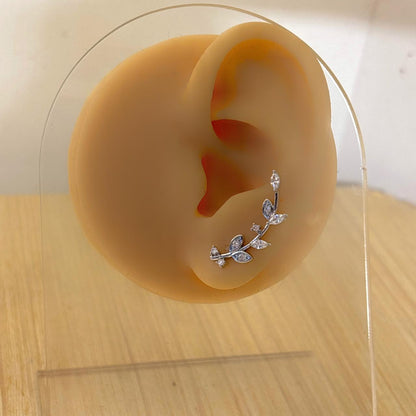 Leaf Climber Silver Earrings