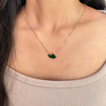 Emerald Dual Heart Necklace