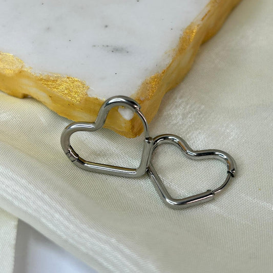 Classic Silver Heart Hoops
