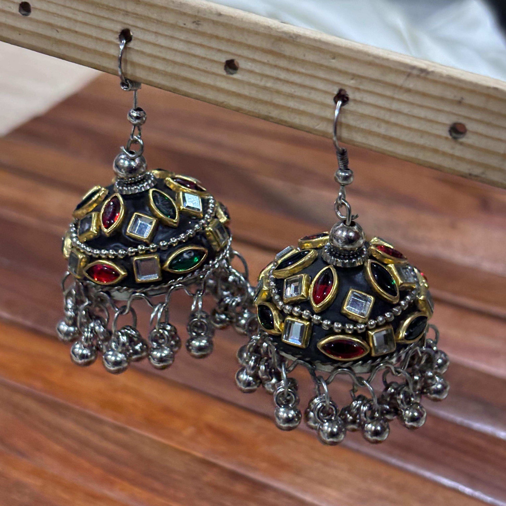 Hoor German Silver Tokri Jhumka