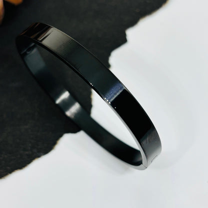 Plain Black Men's Cuff Bracelet