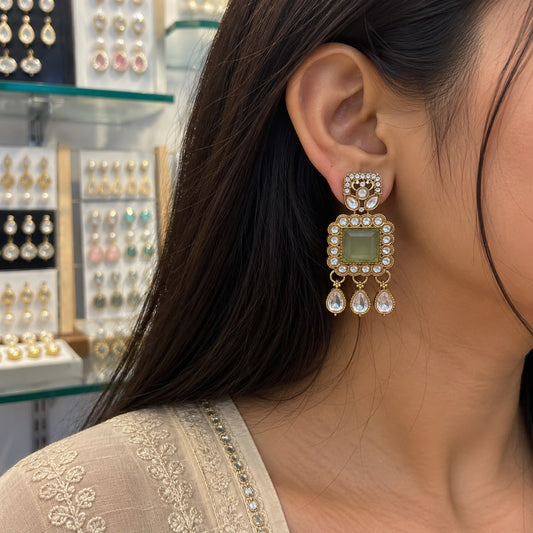 Naira Pakistani Lime green Earrings
