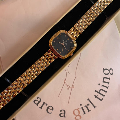 Rolex Square Dial Watch (Emerald - Rose Gold)