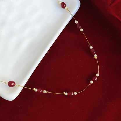 Invisible Chain Ruby Beads Necklace