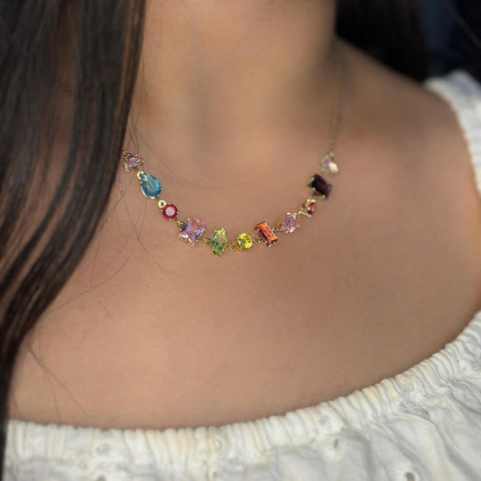 Bejewelled Multi Stone Necklace 01
