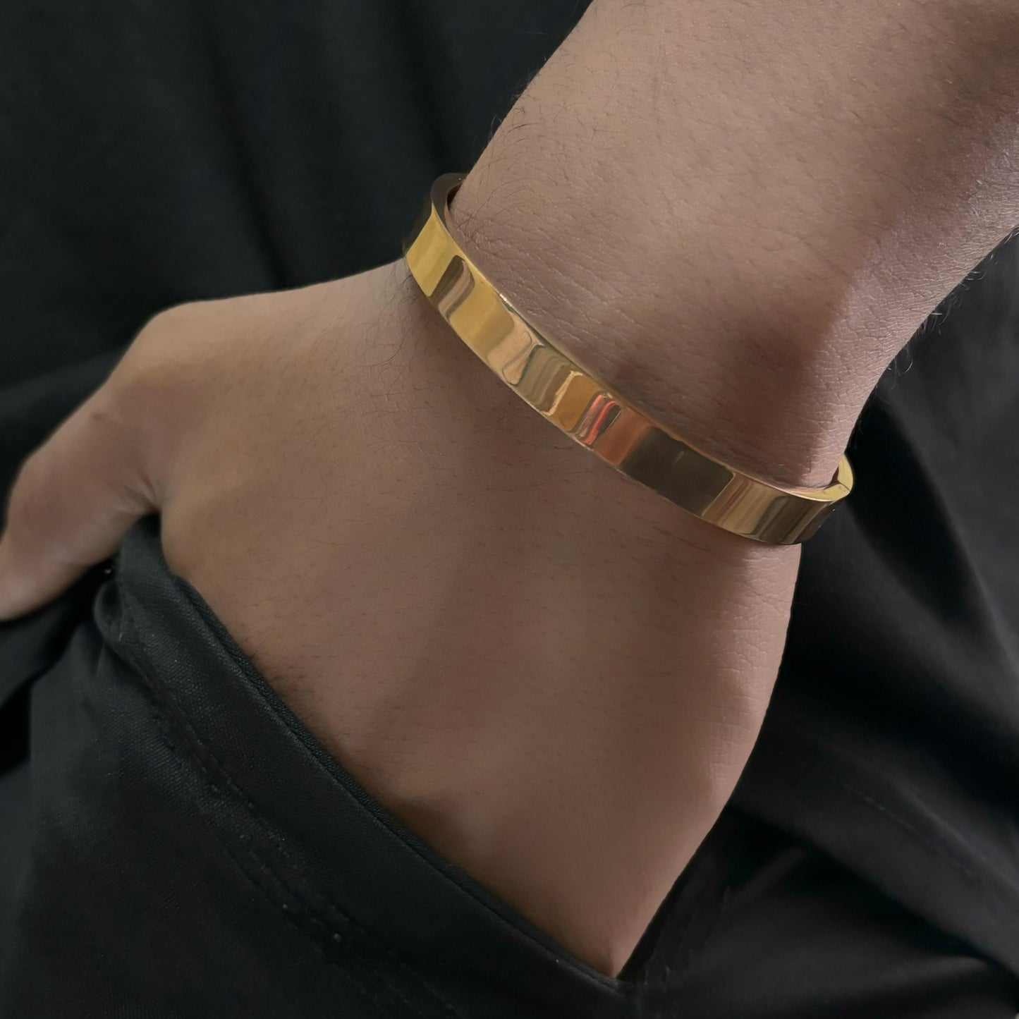 Plain Rose Gold Men's Cuff Bracelet