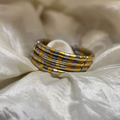Dual Tone Openable Layered Spring Bracelet