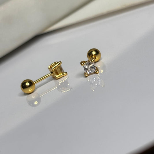 Square Solitaire Flatback Earrings
