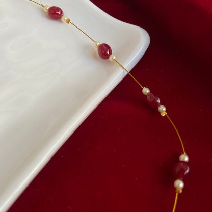 Invisible Chain Ruby Beads Necklace